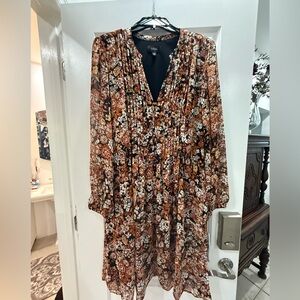 MSK Brown Floral Long Sleeve Dress. Size 18